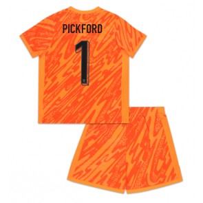 England Jordan Pickford #1 Målvakt Hemmaställ Barn EM 2024 Kortärmad (+ Korta byxor)